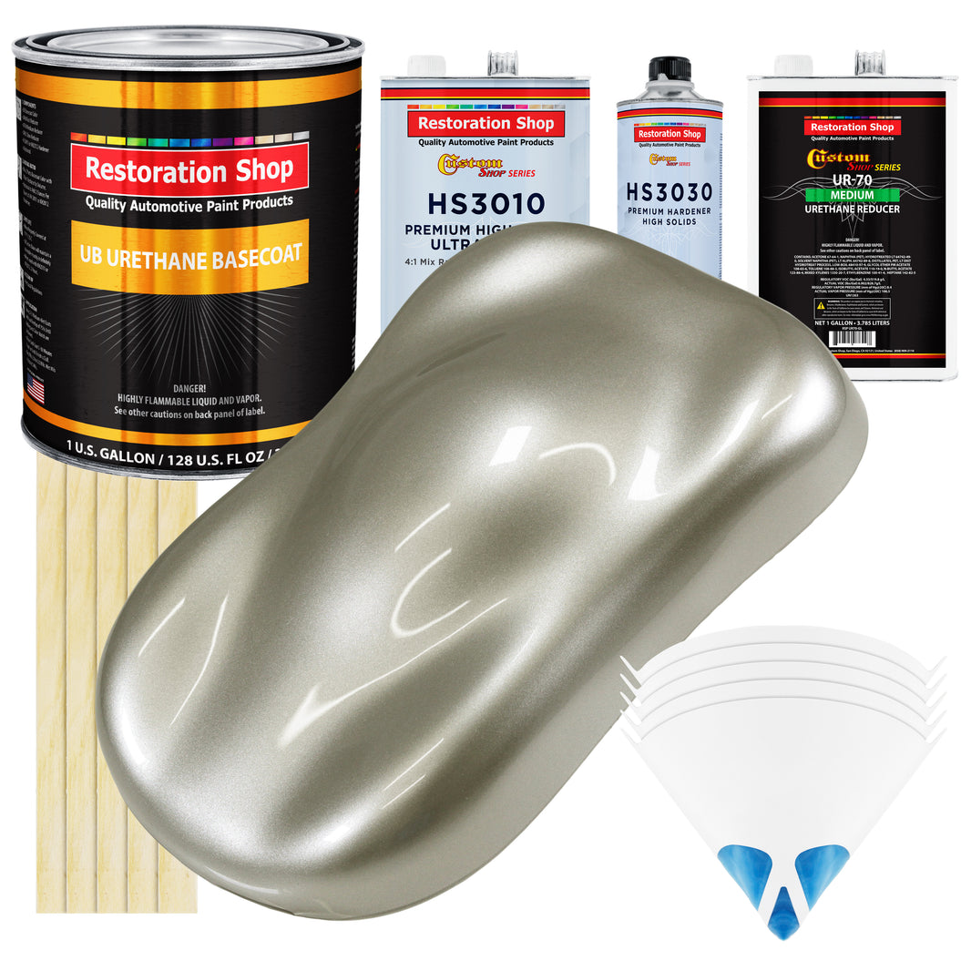 Galaxy Silver Metallic - Urethane Basecoat with Premium Clearcoat Auto Paint (Complete Medium Gallon Paint Kit) Professional Gloss Automotive Coating
