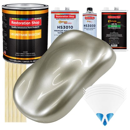 Galaxy Silver Metallic - Urethane Basecoat with Premium Clearcoat Auto Paint (Complete Medium Gallon Paint Kit) Professional Gloss Automotive Coating