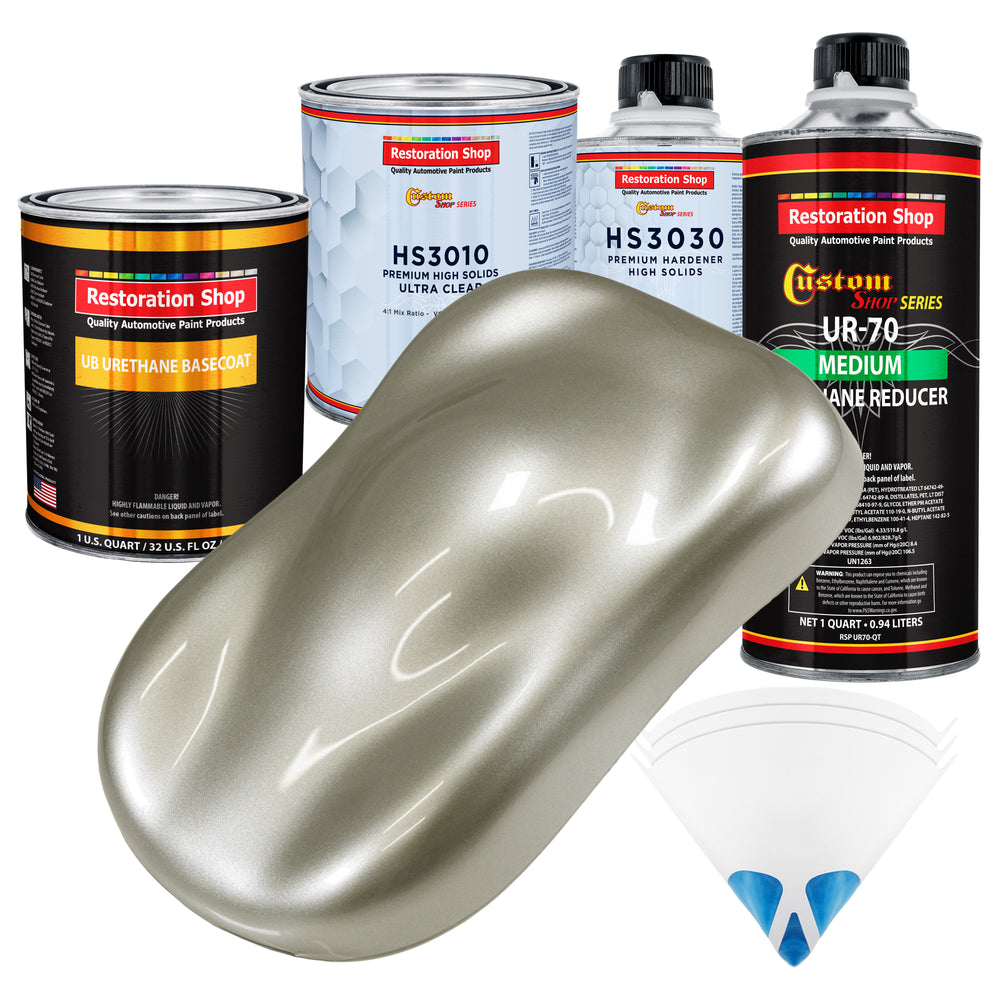 Galaxy Silver Metallic - Urethane Basecoat with Premium Clearcoat Auto Paint - Complete Medium Quart Paint Kit - Professional Gloss Automotive Coating