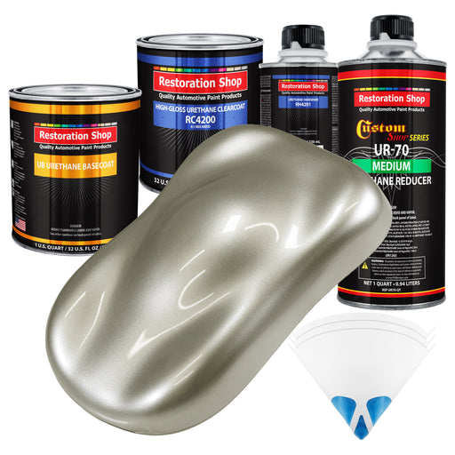 Galaxy Silver Metallic - Urethane Basecoat with Clearcoat Auto Paint (Complete Medium Quart Paint Kit) Professional Gloss Automotive Car Truck Coating