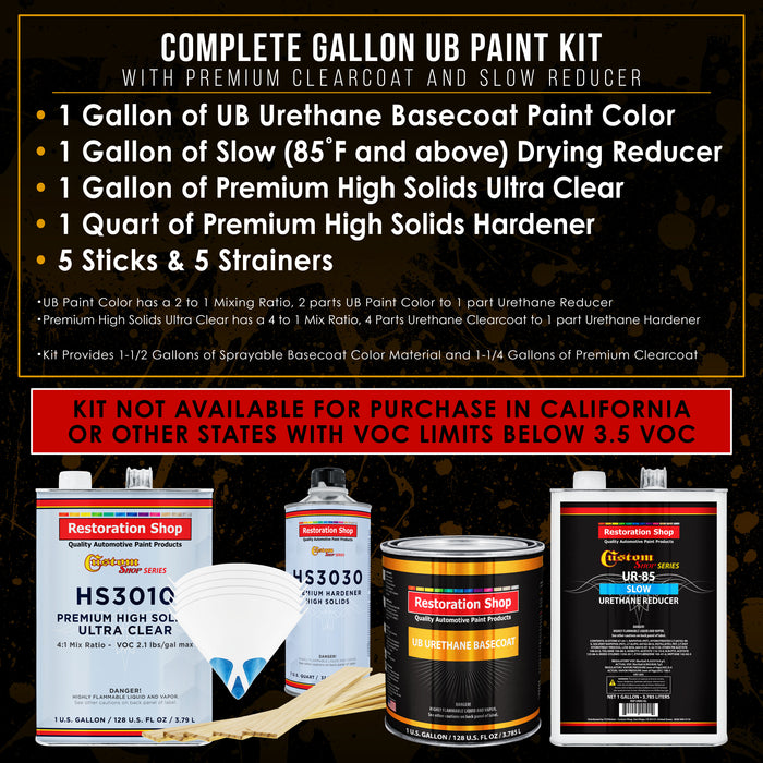 Galaxy Silver Metallic - Urethane Basecoat with Premium Clearcoat Auto Paint - Complete Slow Gallon Paint Kit - Professional Gloss Automotive Coating