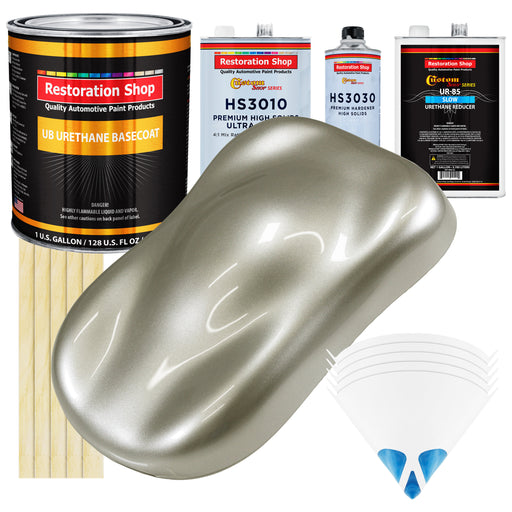 Galaxy Silver Metallic - Urethane Basecoat with Premium Clearcoat Auto Paint - Complete Slow Gallon Paint Kit - Professional Gloss Automotive Coating
