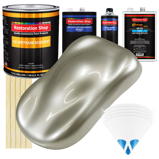 Galaxy Silver Metallic - Urethane Basecoat with Clearcoat Auto Paint (Complete Slow Gallon Paint Kit) Professional Gloss Automotive Car Truck Coating