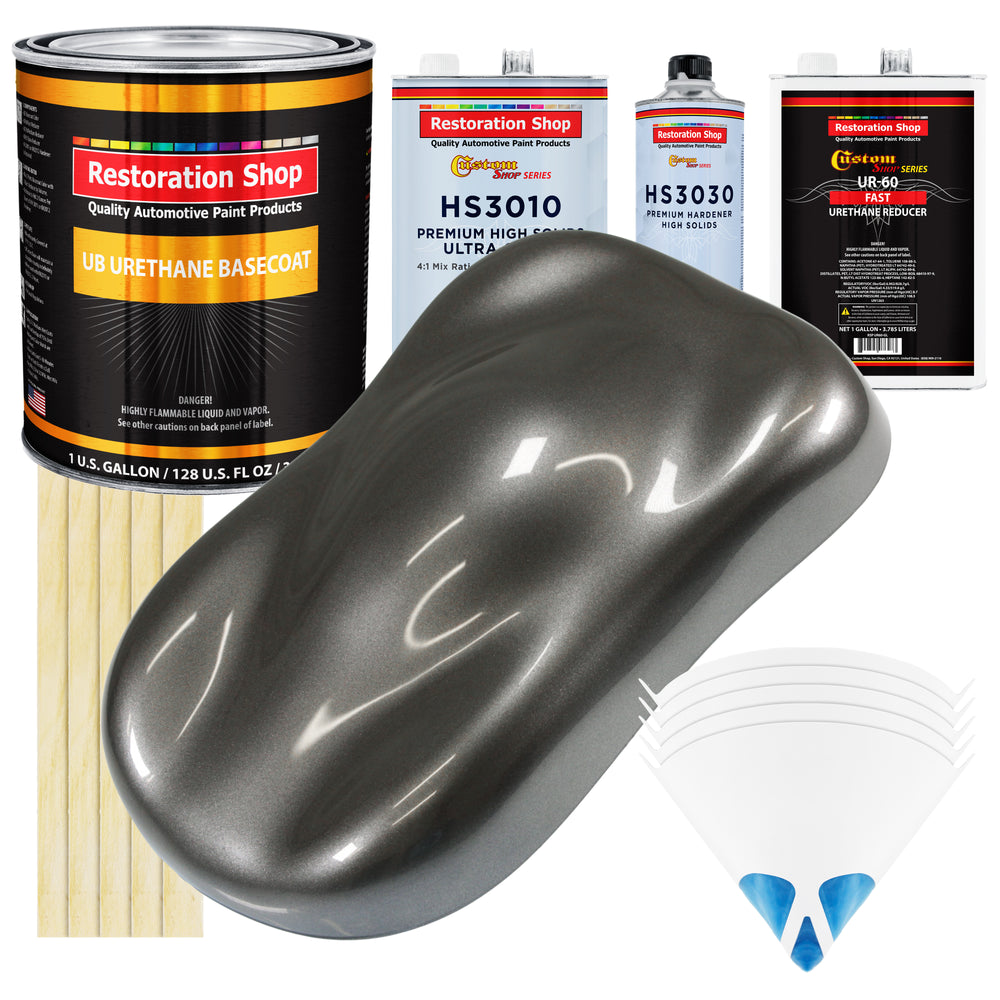 Chop Top Silver Metallic - Urethane Basecoat with Premium Clearcoat Auto Paint (Complete Fast Gallon Paint Kit) Professional Gloss Automotive Coating