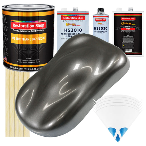 Chop Top Silver Metallic - Urethane Basecoat with Premium Clearcoat Auto Paint (Complete Fast Gallon Paint Kit) Professional Gloss Automotive Coating