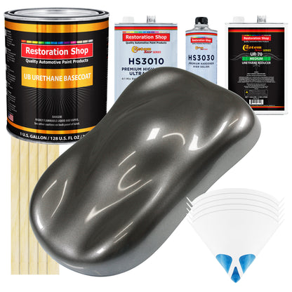 Chop Top Silver Metallic - Urethane Basecoat with Premium Clearcoat Auto Paint - Complete Medium Gallon Paint Kit - Professional Automotive Coating