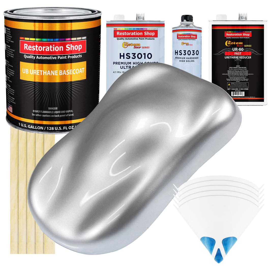Iridium Silver Metallic - Urethane Basecoat with Premium Clearcoat Auto Paint - Complete Fast Gallon Paint Kit - Professional Gloss Automotive Coating