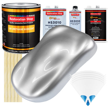 Iridium Silver Metallic - Urethane Basecoat with Premium Clearcoat Auto Paint - Complete Fast Gallon Paint Kit - Professional Gloss Automotive Coating