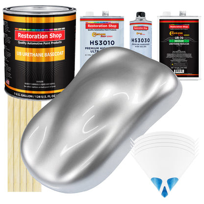 Iridium Silver Metallic - Urethane Basecoat with Premium Clearcoat Auto Paint (Complete Medium Gallon Paint Kit) Professional Gloss Automotive Coating