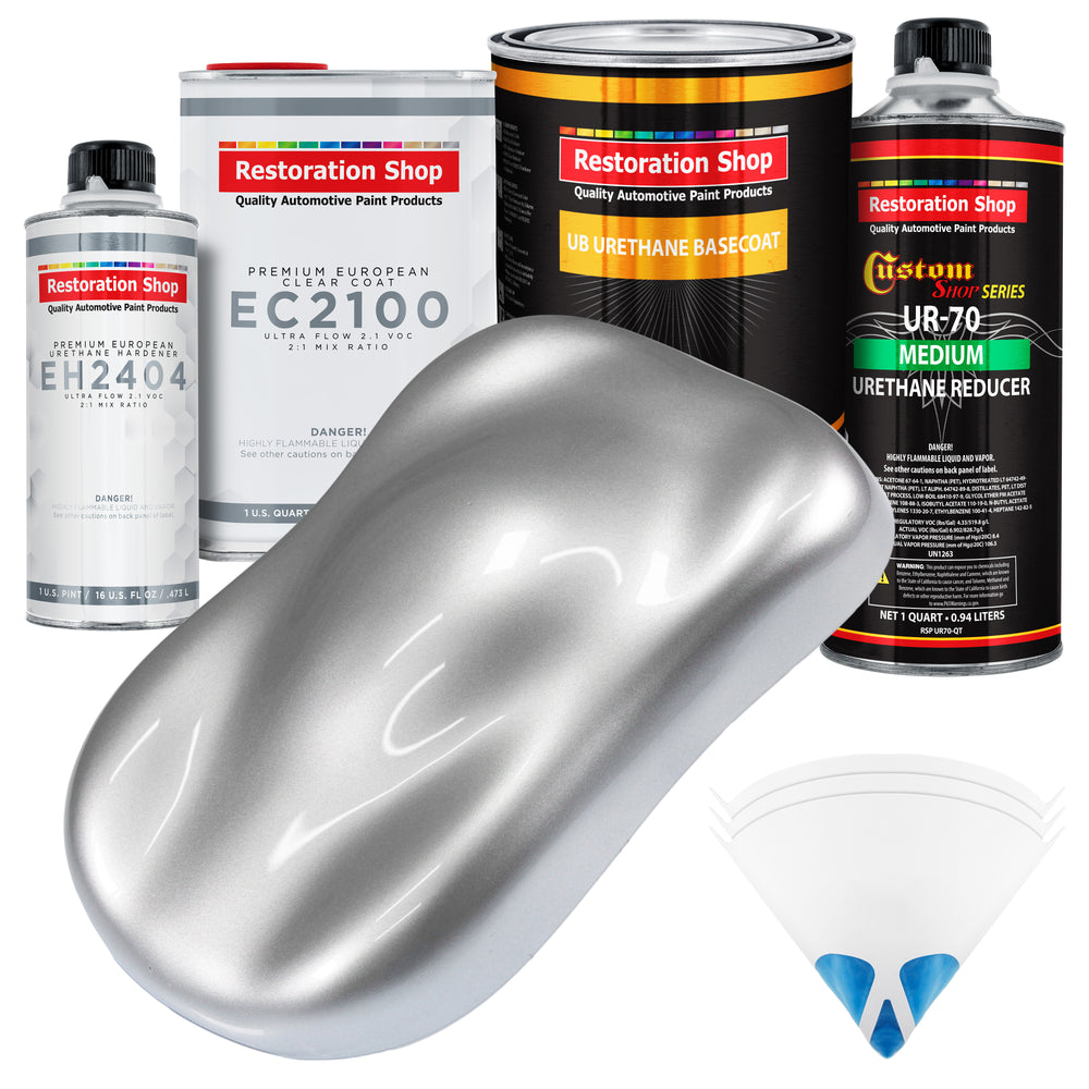 Iridium Silver Metallic Urethane Basecoat with European Clearcoat Auto Paint - Complete Quart Paint Color Kit - Automotive Refinish Coating