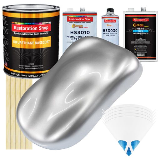 Iridium Silver Metallic - Urethane Basecoat with Premium Clearcoat Auto Paint - Complete Slow Gallon Paint Kit - Professional Gloss Automotive Coating