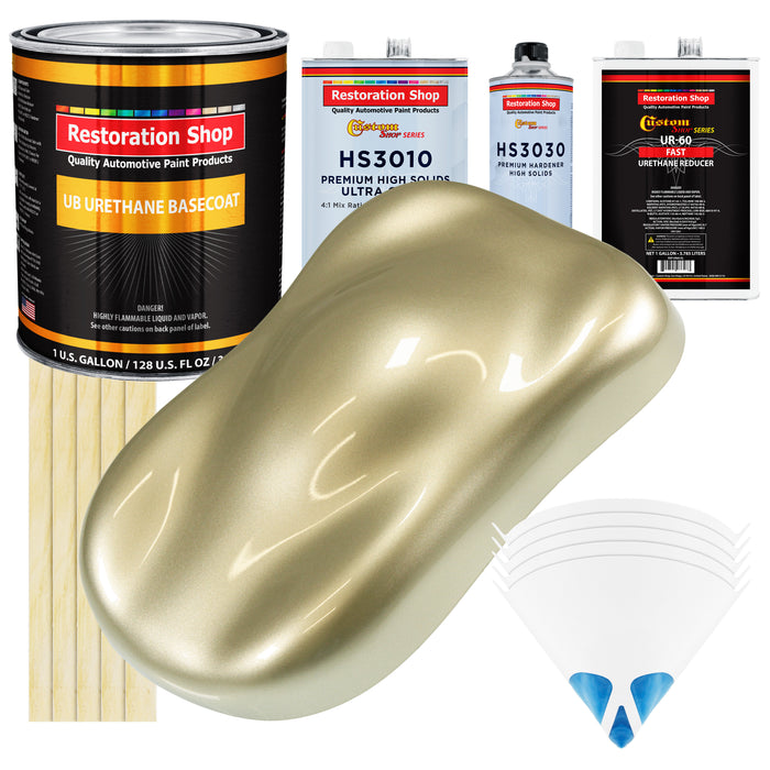 Antique Gold Metallic - Urethane Basecoat with Premium Clearcoat Auto Paint - Complete Fast Gallon Paint Kit - Professional Gloss Automotive Coating