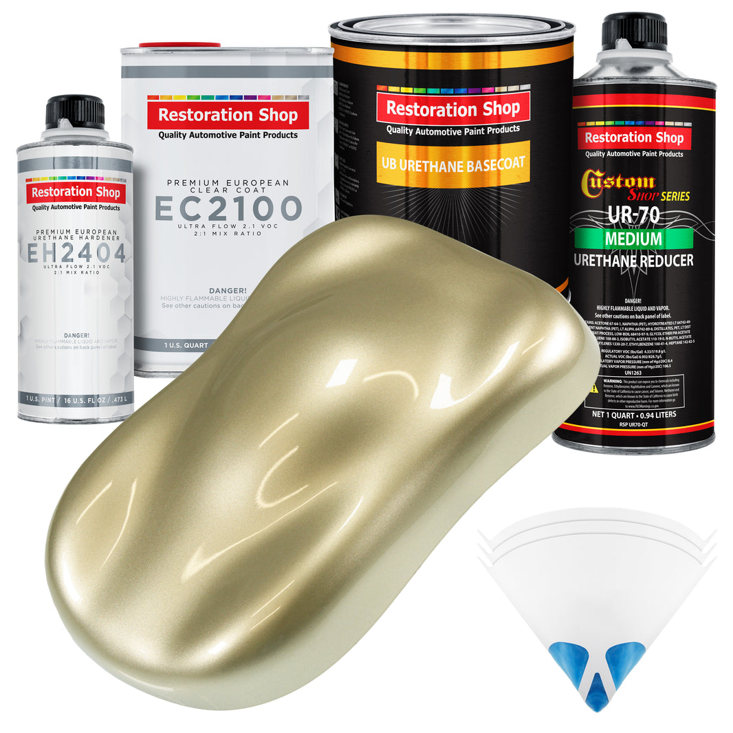 Antique Gold Metallic Urethane Basecoat with European Clearcoat Auto Paint - Complete Quart Paint Color Kit - Automotive Refinish Coating