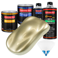 Antique Gold Metallic - Urethane Basecoat with Clearcoat Auto Paint (Complete Medium Quart Paint Kit) Professional Gloss Automotive Car Truck Coating