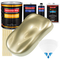 Antique Gold Metallic - Urethane Basecoat with Clearcoat Auto Paint - Complete Slow Gallon Paint Kit - Professional Gloss Automotive Car Truck Coating