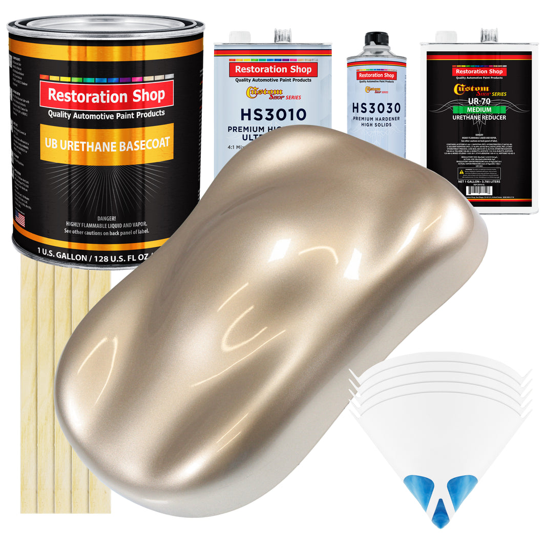Cashmere Gold Metallic - Urethane Basecoat with Premium Clearcoat Auto Paint (Complete Medium Gallon Paint Kit) Professional Gloss Automotive Coating