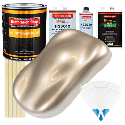 Cashmere Gold Metallic - Urethane Basecoat with Premium Clearcoat Auto Paint (Complete Medium Gallon Paint Kit) Professional Gloss Automotive Coating