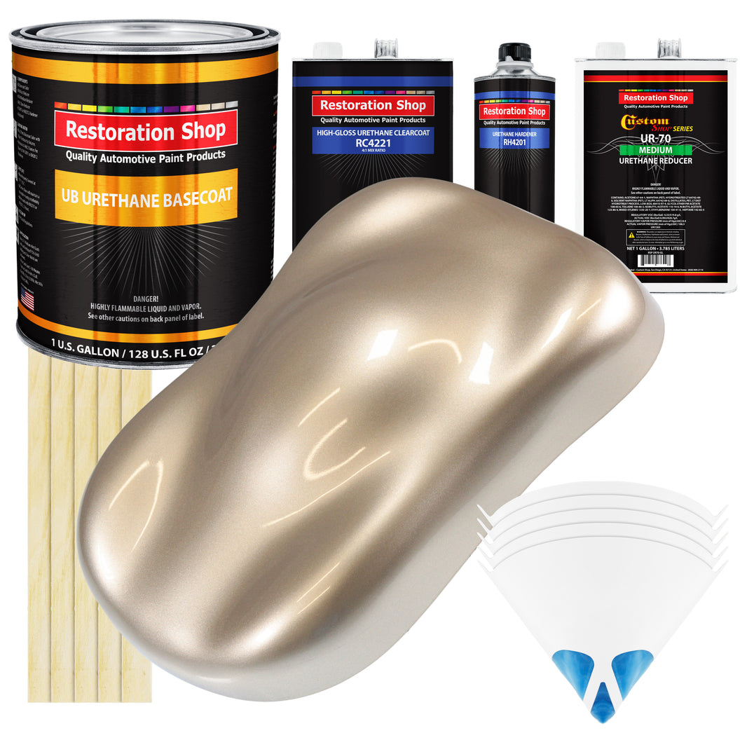 Cashmere Gold Metallic - Urethane Basecoat with Clearcoat Auto Paint - Complete Medium Gallon Paint Kit - Professional Automotive Car Truck Coating