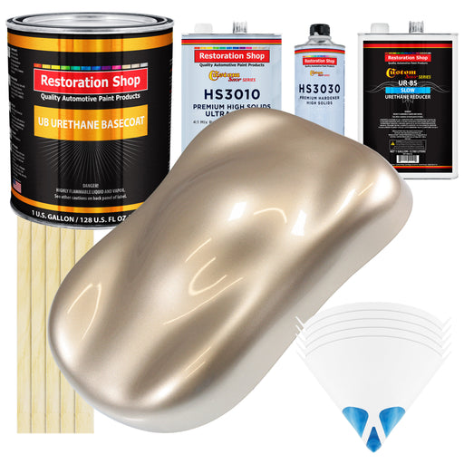 Cashmere Gold Metallic - Urethane Basecoat with Premium Clearcoat Auto Paint - Complete Slow Gallon Paint Kit - Professional Gloss Automotive Coating