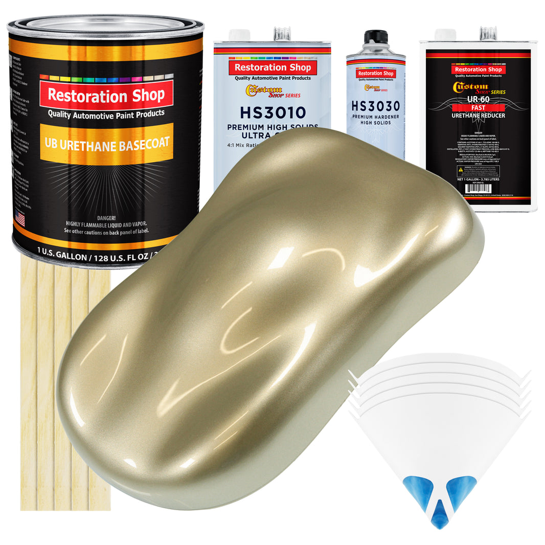Champagne Gold Metallic - Urethane Basecoat with Premium Clearcoat Auto Paint - Complete Fast Gallon Paint Kit - Professional Gloss Automotive Coating