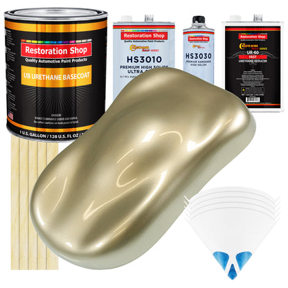 Champagne Gold Metallic - Urethane Basecoat with Premium Clearcoat Auto Paint - Complete Fast Gallon Paint Kit - Professional Gloss Automotive Coating