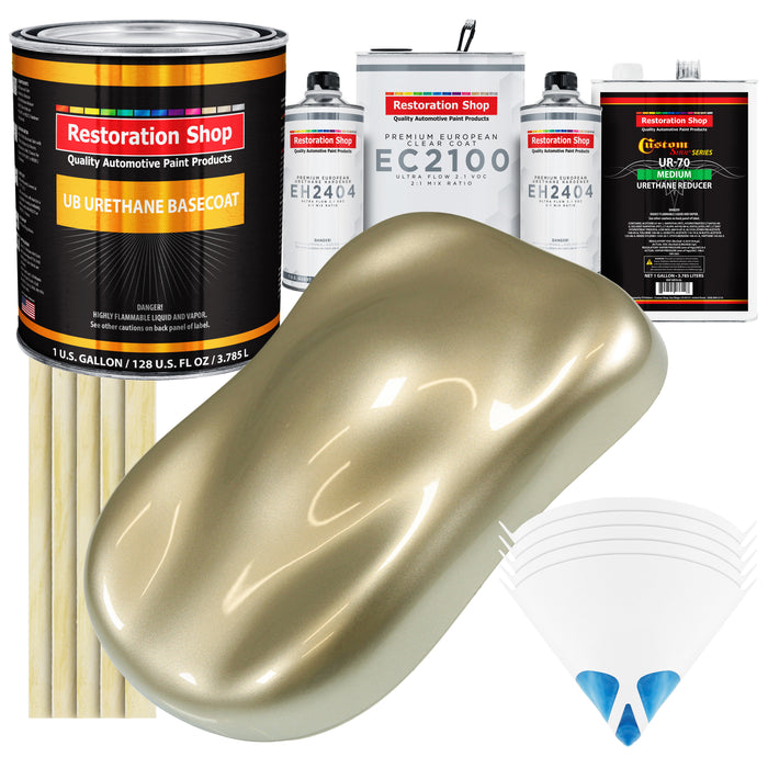 Champagne Gold Metallic Urethane Basecoat with European Clearcoat Auto Paint - Complete Gallon Paint Color Kit - Automotive Refinish Coating