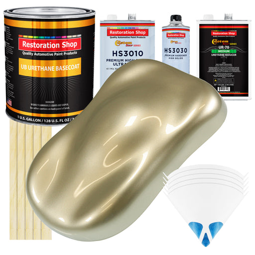 Champagne Gold Metallic - Urethane Basecoat with Premium Clearcoat Auto Paint (Complete Medium Gallon Paint Kit) Professional Gloss Automotive Coating