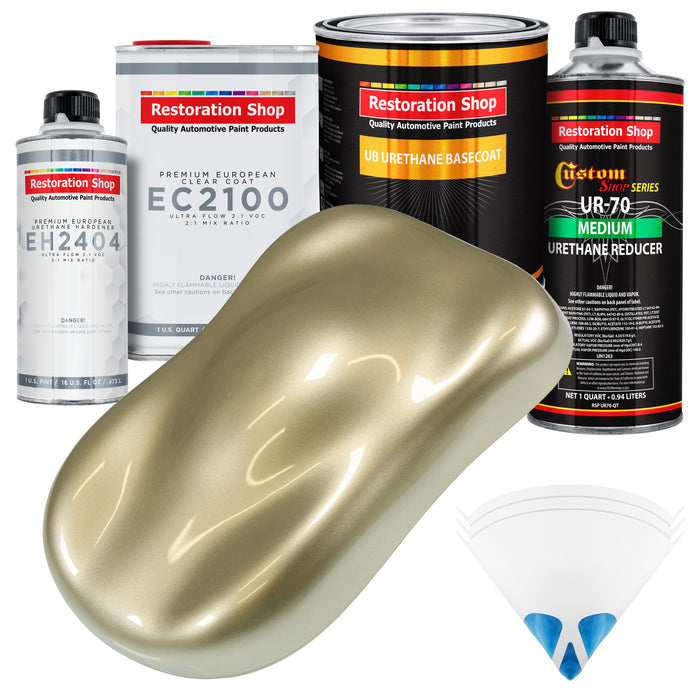 Champagne Gold Metallic Urethane Basecoat with European Clearcoat Auto Paint - Complete Quart Paint Color Kit - Automotive Refinish Coating