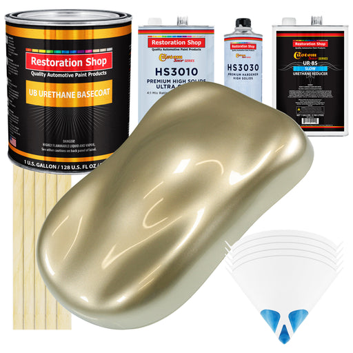 Champagne Gold Metallic - Urethane Basecoat with Premium Clearcoat Auto Paint - Complete Slow Gallon Paint Kit - Professional Gloss Automotive Coating