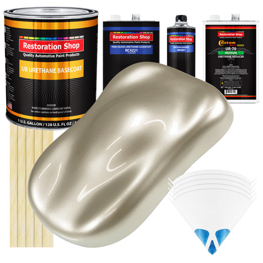 Gold Mist Metallic - Urethane Basecoat with Clearcoat Auto Paint - Complete Medium Gallon Paint Kit - Professional Gloss Automotive Car Truck Coating