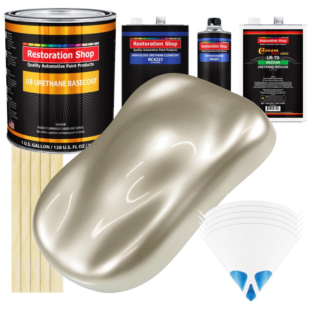 Gold Mist Metallic - Urethane Basecoat with Clearcoat Auto Paint - Complete Medium Gallon Paint Kit - Professional Gloss Automotive Car Truck Coating