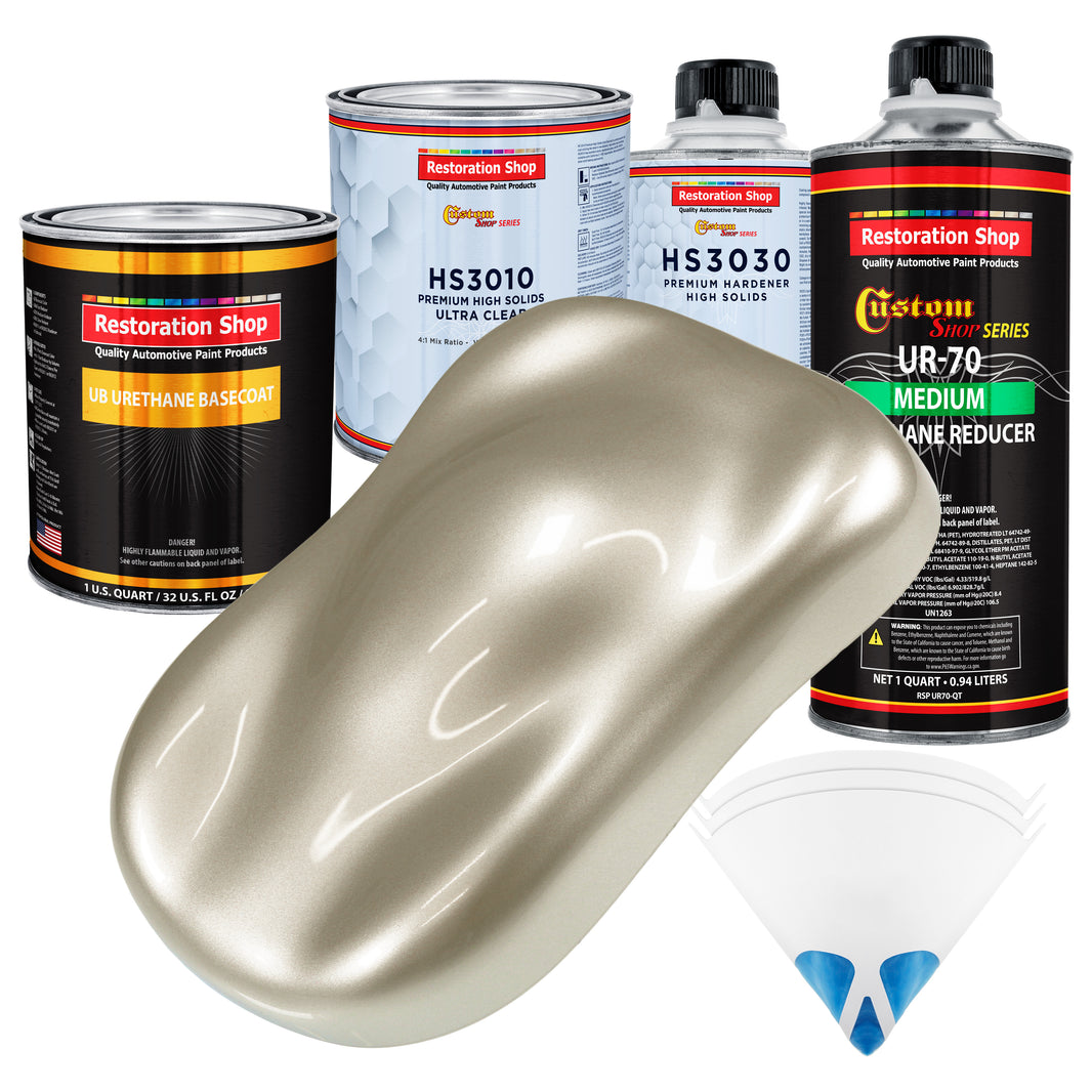Gold Mist Metallic - Urethane Basecoat with Premium Clearcoat Auto Paint (Complete Medium Quart Paint Kit) Professional High Gloss Automotive Coating