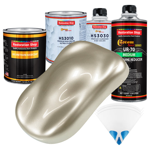 Gold Mist Metallic - Urethane Basecoat with Premium Clearcoat Auto Paint (Complete Medium Quart Paint Kit) Professional High Gloss Automotive Coating