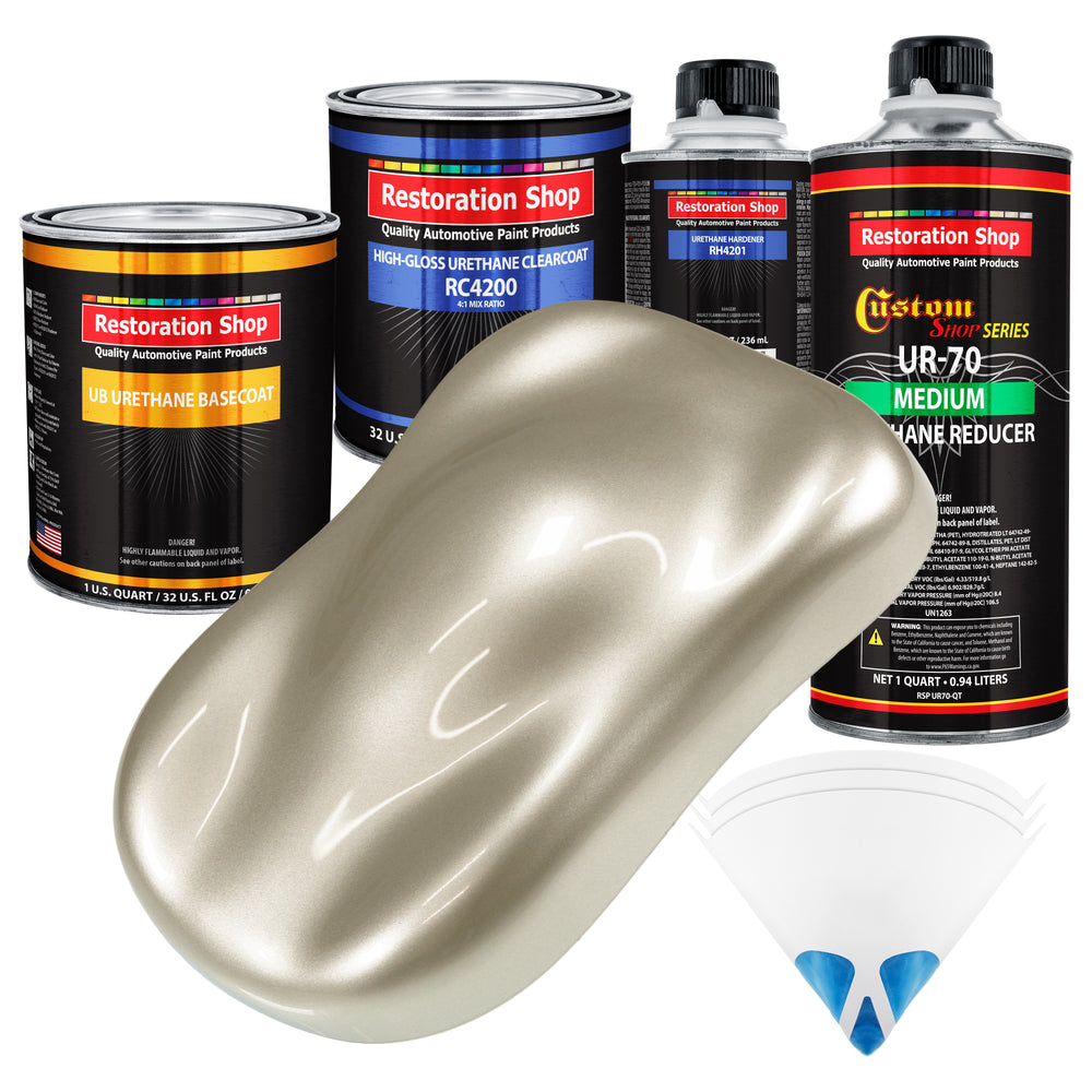 Gold Mist Metallic - Urethane Basecoat with Clearcoat Auto Paint - Complete Medium Quart Paint Kit - Professional Gloss Automotive Car Truck Coating