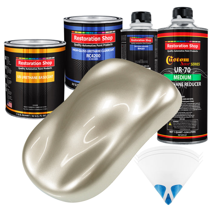 Gold Mist Metallic - Urethane Basecoat with Clearcoat Auto Paint - Complete Medium Quart Paint Kit - Professional Gloss Automotive Car Truck Coating