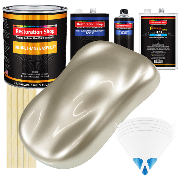 Gold Mist Metallic - Urethane Basecoat with Clearcoat Auto Paint - Complete Slow Gallon Paint Kit - Professional Gloss Automotive Car Truck Coating