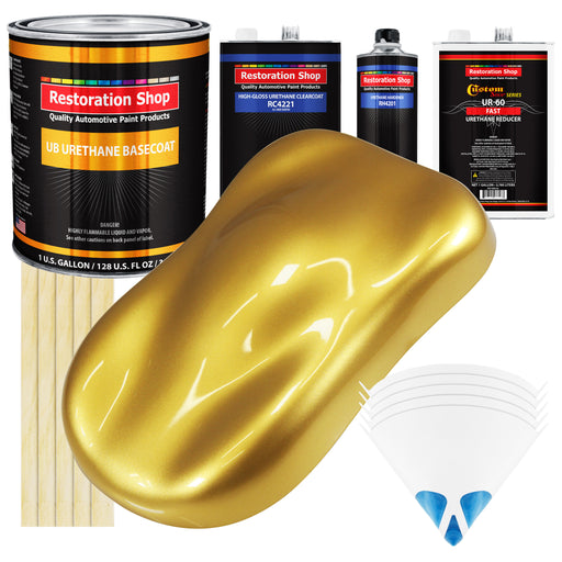 Anniversary Gold Metallic - Urethane Basecoat with Clearcoat Auto Paint - Complete Fast Gallon Paint Kit - Professional Automotive Car Truck Coating