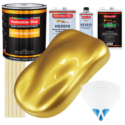 Anniversary Gold Metallic - Urethane Basecoat with Premium Clearcoat Auto Paint - Complete Medium Gallon Paint Kit - Professional Automotive Coating