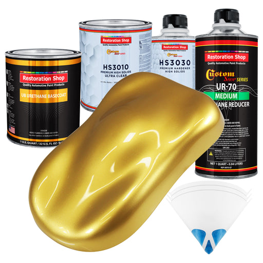 Anniversary Gold Metallic - Urethane Basecoat with Premium Clearcoat Auto Paint - Complete Medium Quart Paint Kit - Professional Automotive Coating