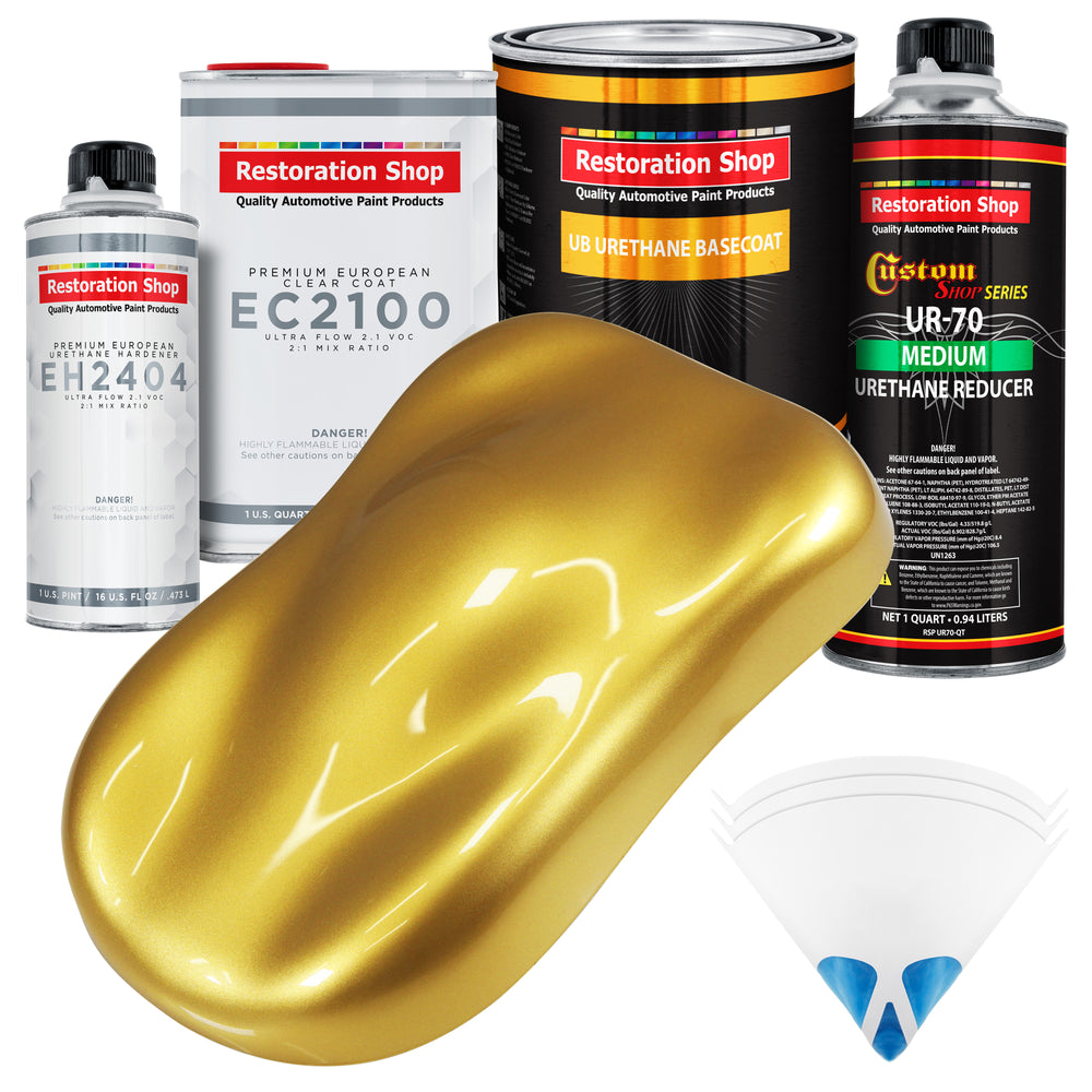 Anniversary Gold Metallic Urethane Basecoat with European Clearcoat Auto Paint - Complete Quart Paint Color Kit - Automotive Refinish Coating