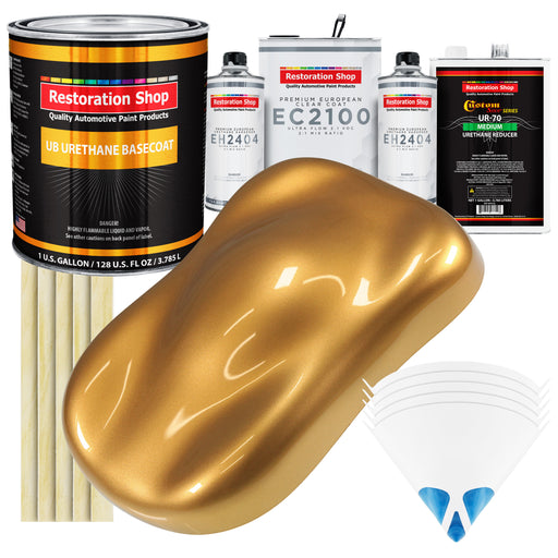 Autumn Gold Metallic Urethane Basecoat with European Clearcoat Auto Paint - Complete Gallon Paint Color Kit - Automotive Refinish Coating