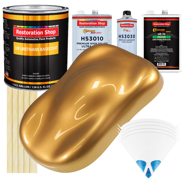 Autumn Gold Metallic - Urethane Basecoat with Premium Clearcoat Auto Paint - Complete Medium Gallon Paint Kit - Professional Gloss Automotive Coating