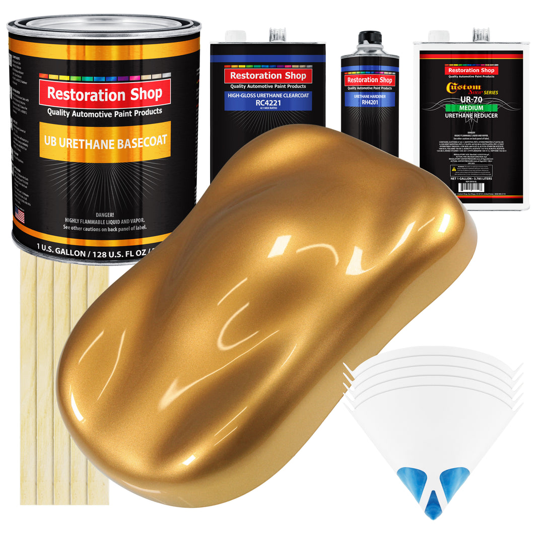 Autumn Gold Metallic - Urethane Basecoat with Clearcoat Auto Paint (Complete Medium Gallon Paint Kit) Professional Gloss Automotive Car Truck Coating