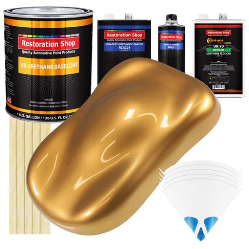 Autumn Gold Metallic - Urethane Basecoat with Clearcoat Auto Paint (Complete Medium Gallon Paint Kit) Professional Gloss Automotive Car Truck Coating