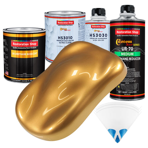 Autumn Gold Metallic - Urethane Basecoat with Premium Clearcoat Auto Paint - Complete Medium Quart Paint Kit - Professional Gloss Automotive Coating
