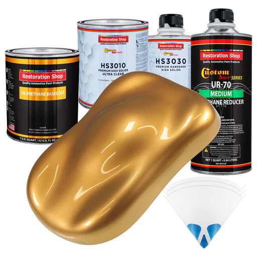 Autumn Gold Metallic - Urethane Basecoat with Premium Clearcoat Auto Paint - Complete Medium Quart Paint Kit - Professional Gloss Automotive Coating