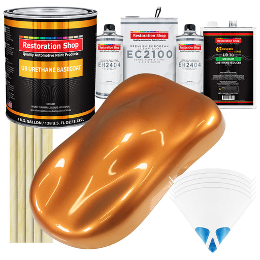 Sunburst Orange Metallic Urethane Basecoat with European Clearcoat Auto Paint - Complete Gallon Paint Color Kit - Automotive Refinish Coating