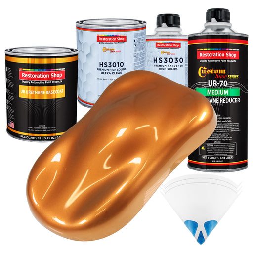 Sunburst Orange Metallic - Urethane Basecoat with Premium Clearcoat Auto Paint (Complete Medium Quart Paint Kit) Professional Gloss Automotive Coating