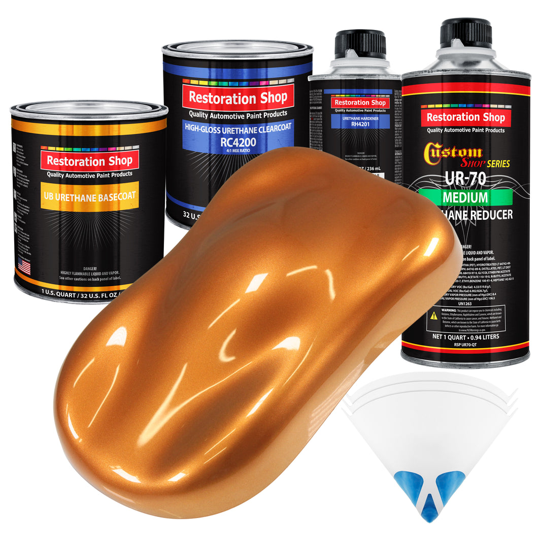 Sunburst Orange Metallic - Urethane Basecoat with Clearcoat Auto Paint - Complete Medium Quart Paint Kit - Professional Automotive Car Truck Coating