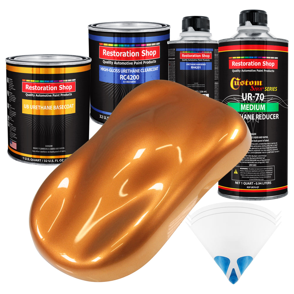 Sunburst Orange Metallic - Urethane Basecoat with Clearcoat Auto Paint - Complete Medium Quart Paint Kit - Professional Automotive Car Truck Coating